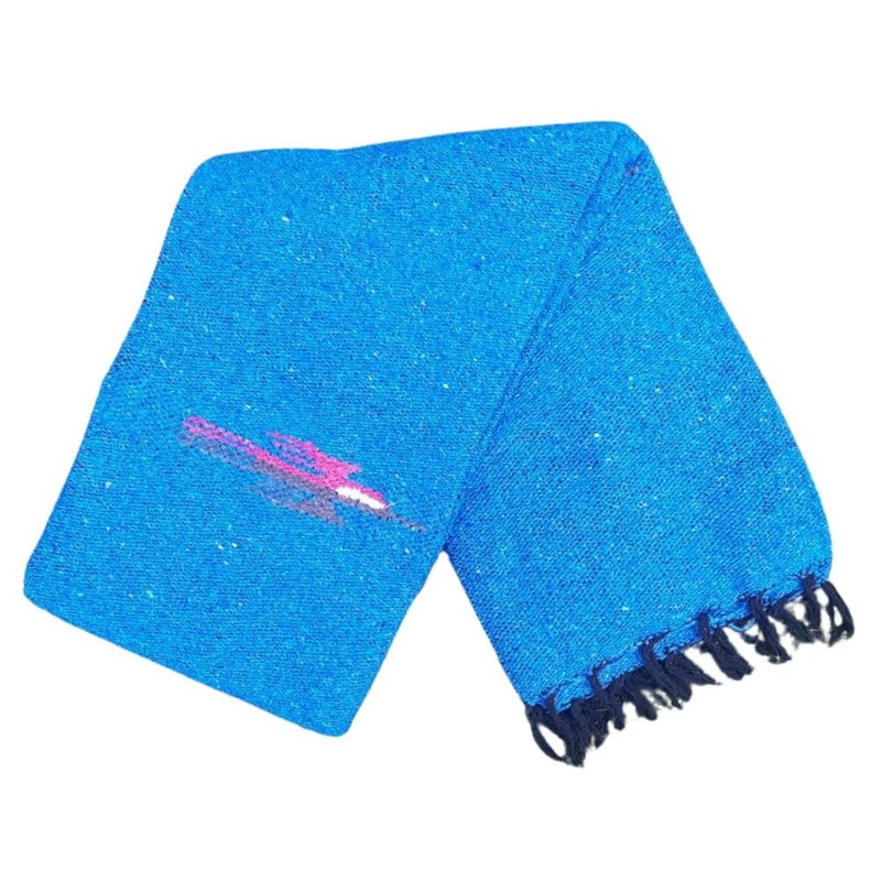 Open Road Goods Yoga Blanket - Thick Mexican Thunderbird Blanket - Handmade and Made for Yoga! (Aqua Blue) - Image 1
